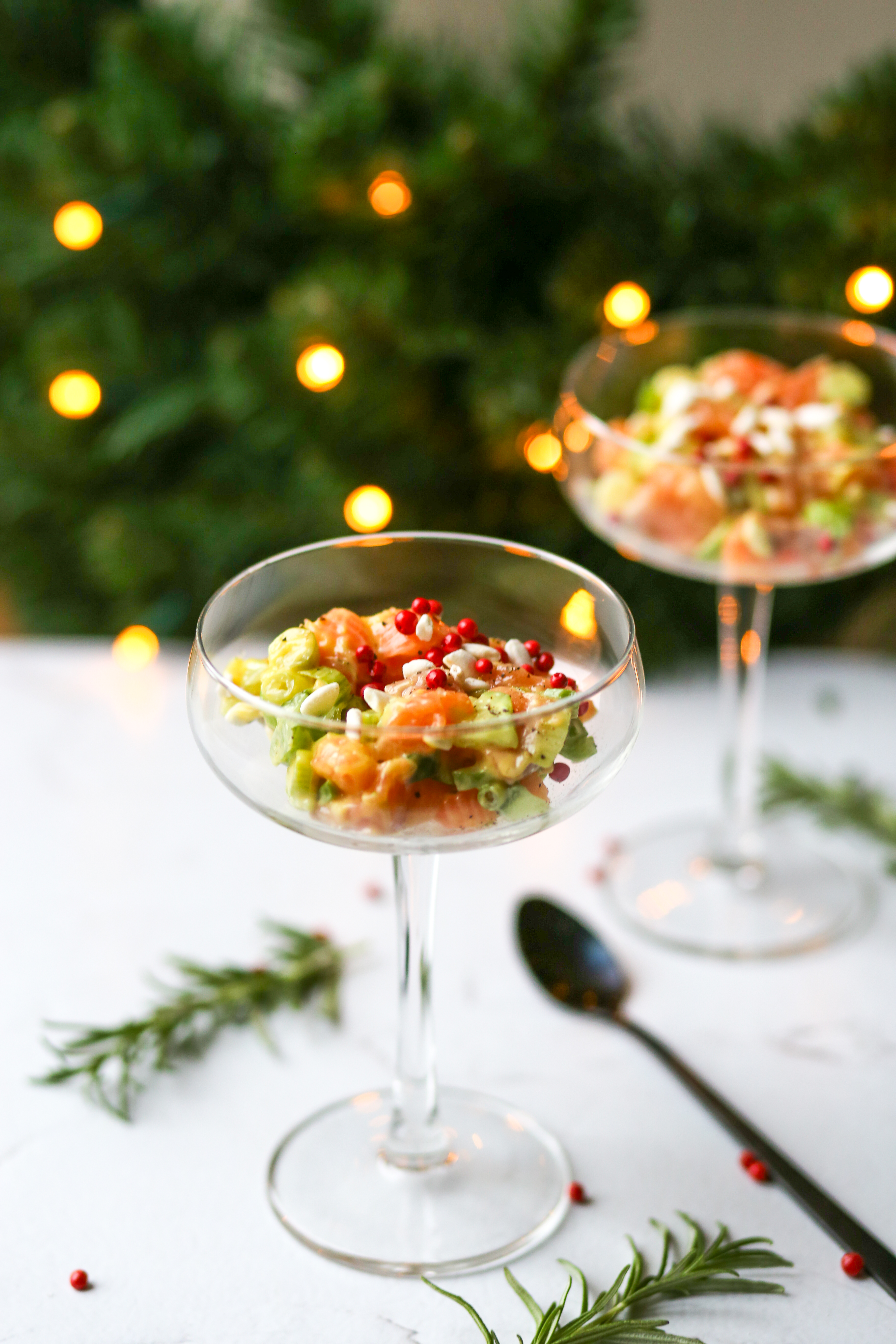 Gepofte zalmtartaar cocktail